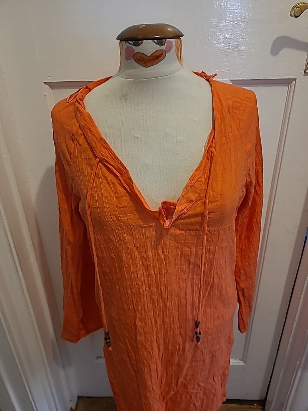 Ladies Next Size Small Orange Long Sleeved Tshirt Dress