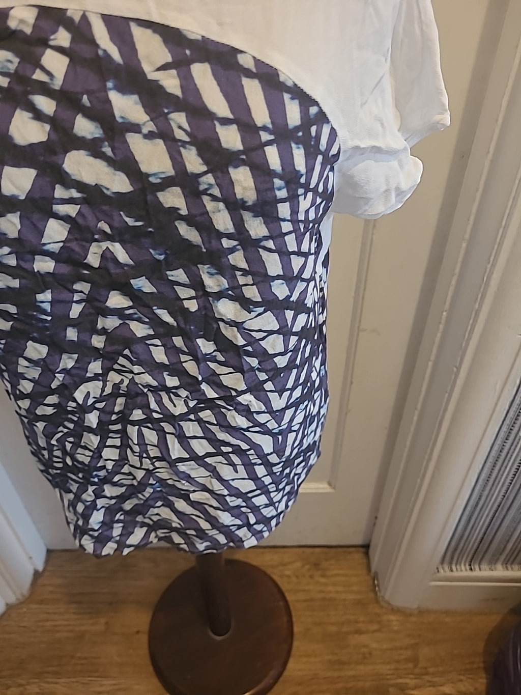 Ladies Mary Portas Size 10 White Purple Short Sleeved Tshirt