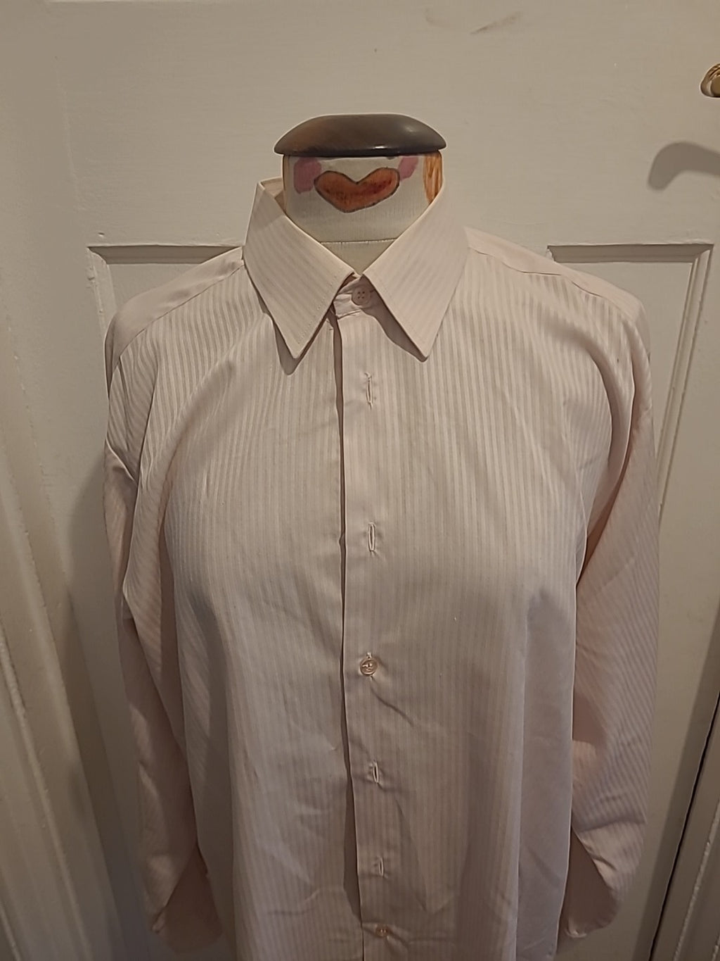 Mens Peter England 16.5" Pale Pink Striped Long Sleeve Shirt
