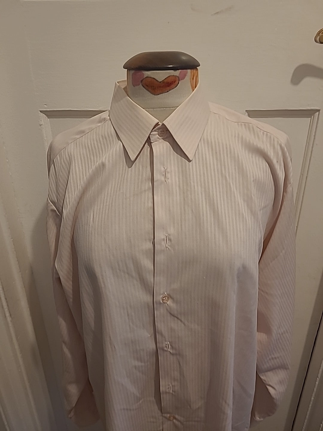 Mens Peter England 16.5" Pale Pink Striped Long Sleeve Shirt