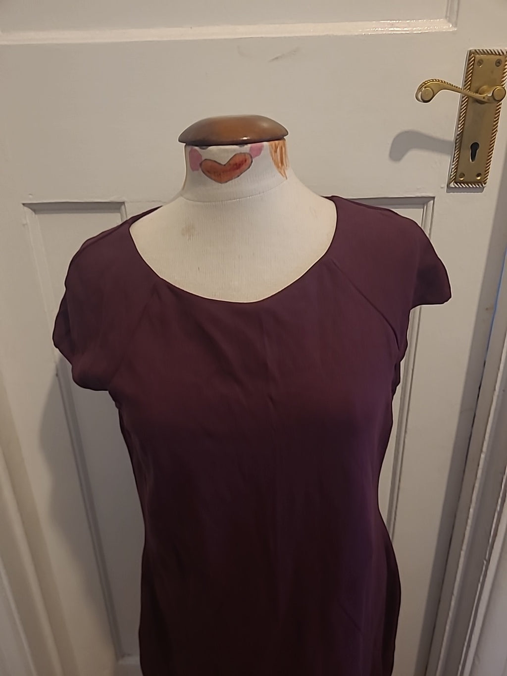 Ladies Marks And Spencer Size 16 Burgundy Cap Sleeved Dress