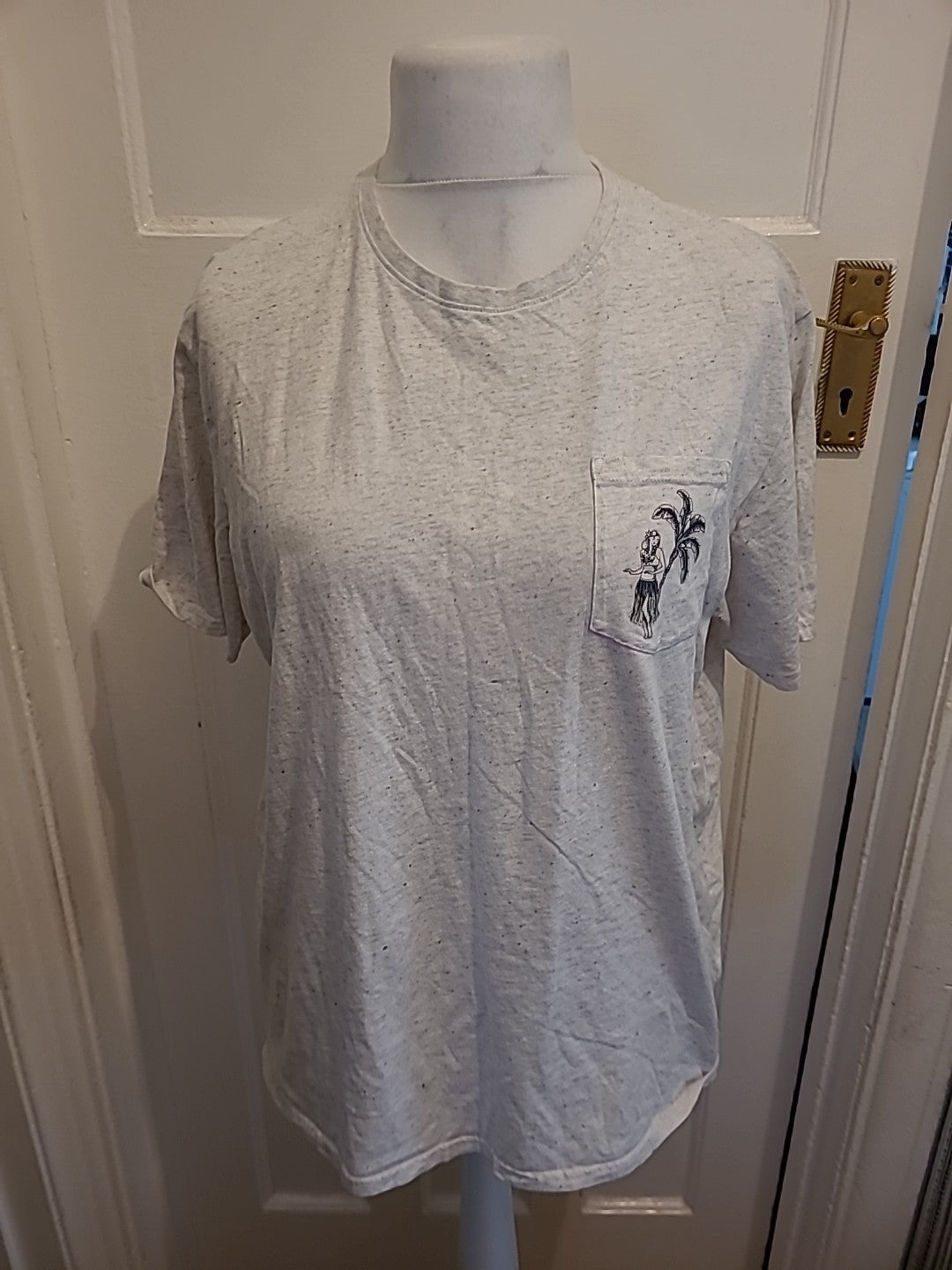 Mens M&S Size L Grey Palm Tree Short Sleeved Pyjama Top