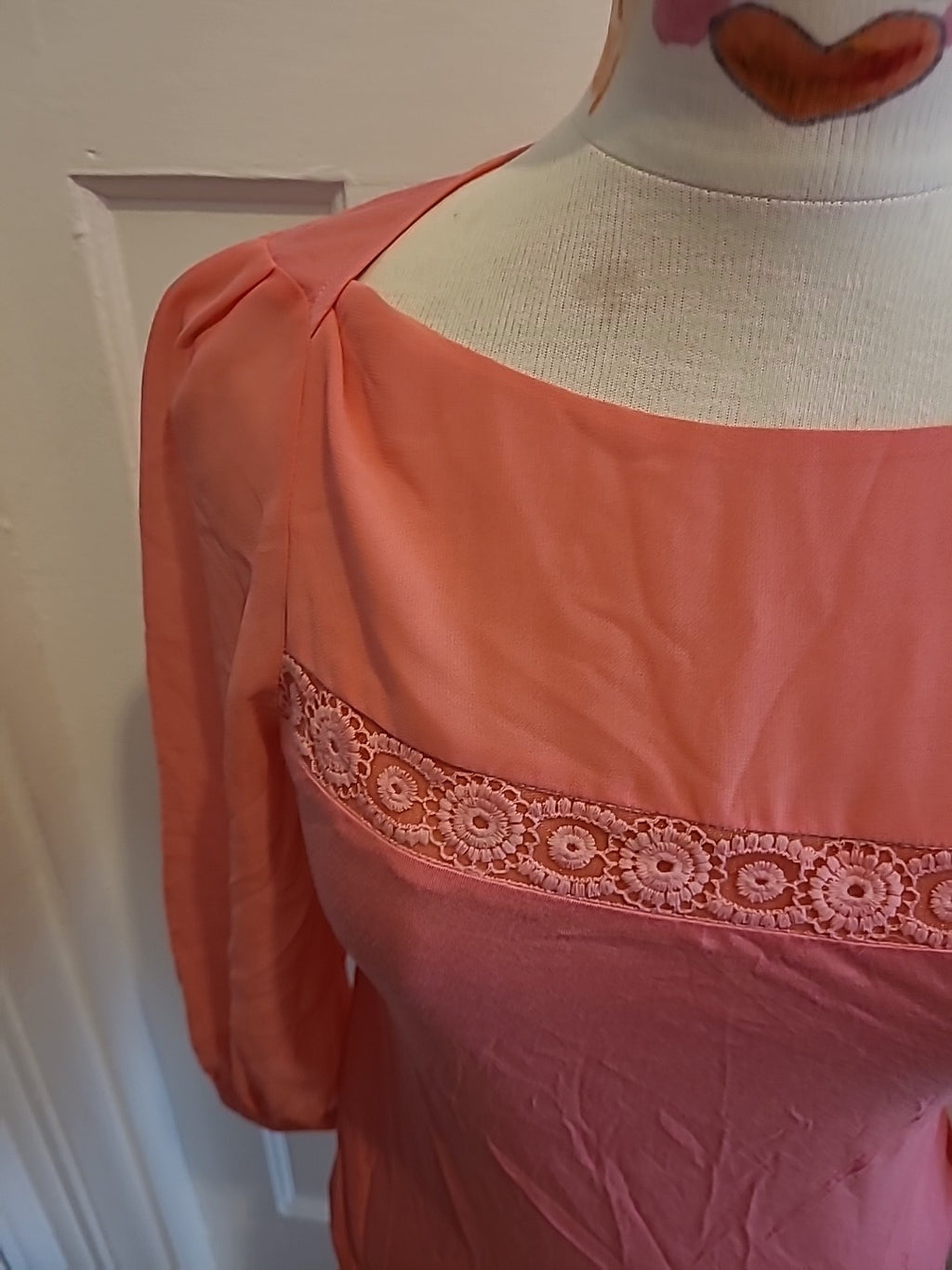 Ladies Oasis Top Size XS Coral In Colour Long Sleeved