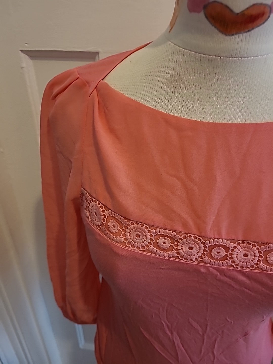 Ladies Oasis Top Size XS Coral In Colour Long Sleeved