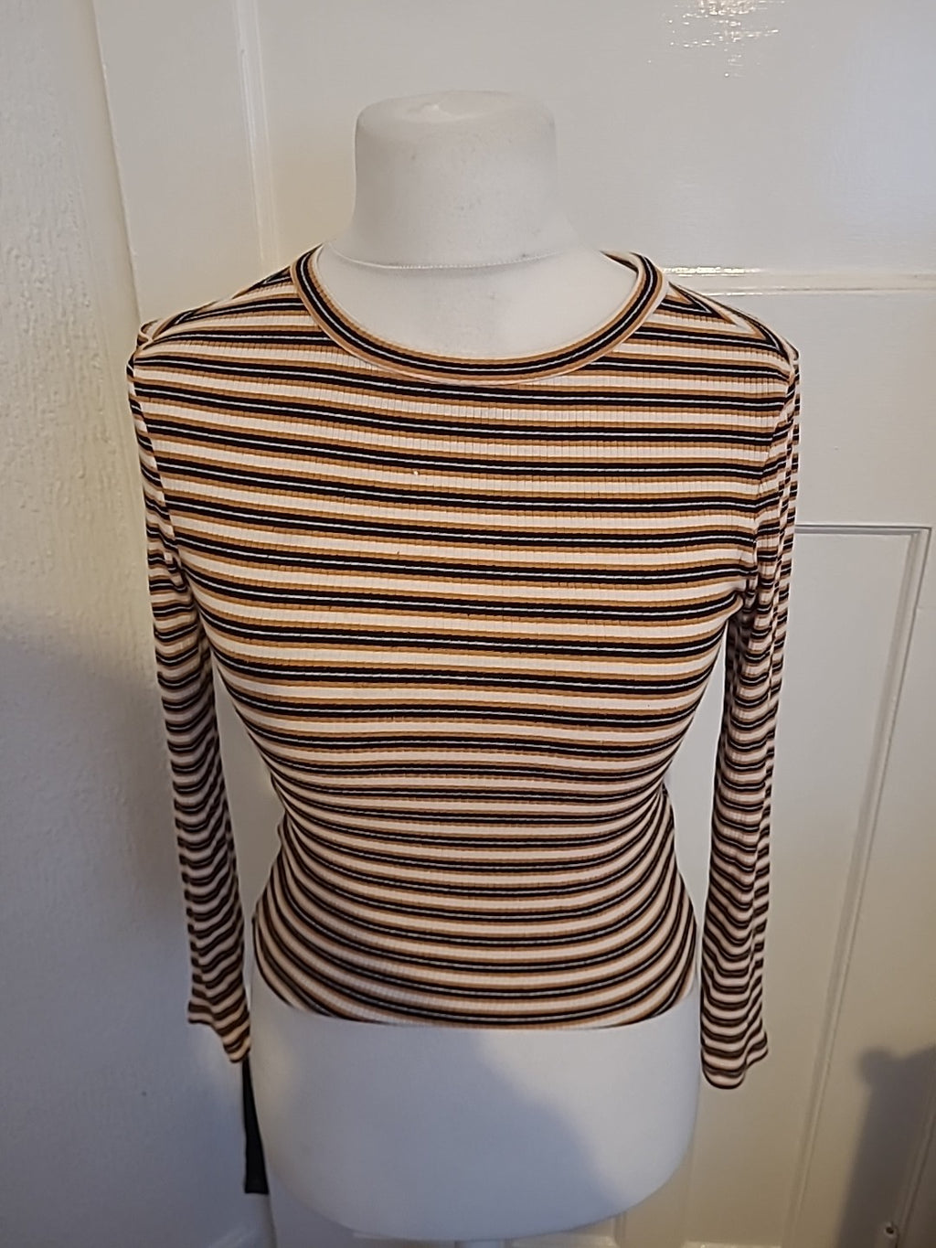 Divided Small Multi Striped Long Sleeved Tshirt