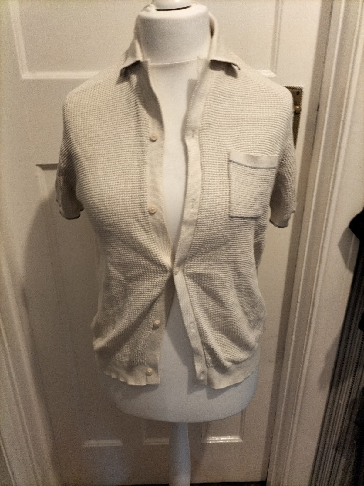 Mens Primark Size XS Stone Short Sleeved Cardigan