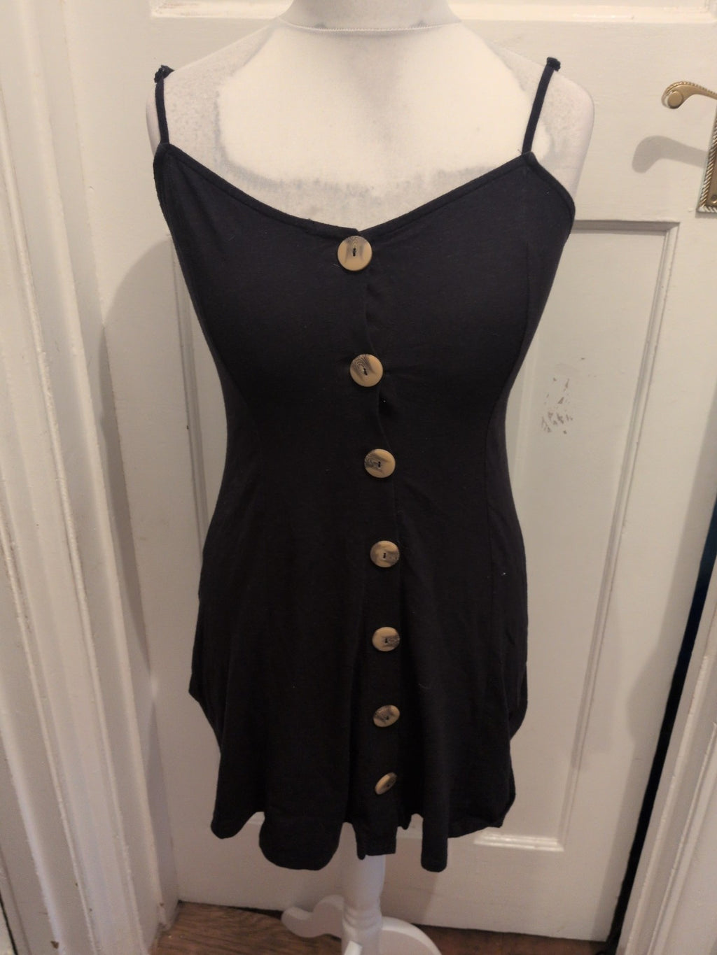 ASOS 12 Black With Buttons Sleeveless Blouse