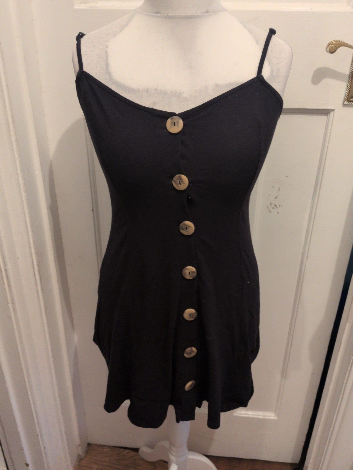 ASOS 12 Black With Buttons Sleeveless Blouse