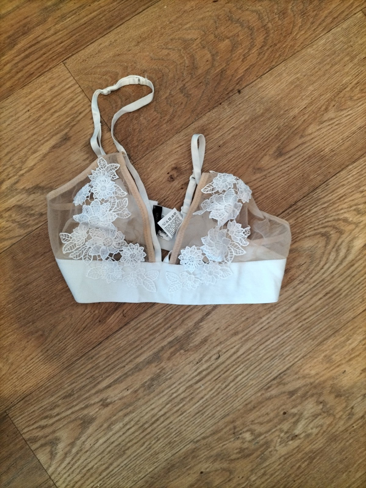 River Island 8 White And Beige Bralette