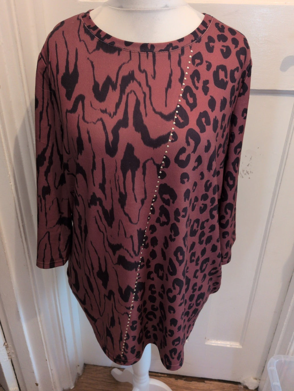 Bonmarche 22 Brown And Black Leopard Print Blouse