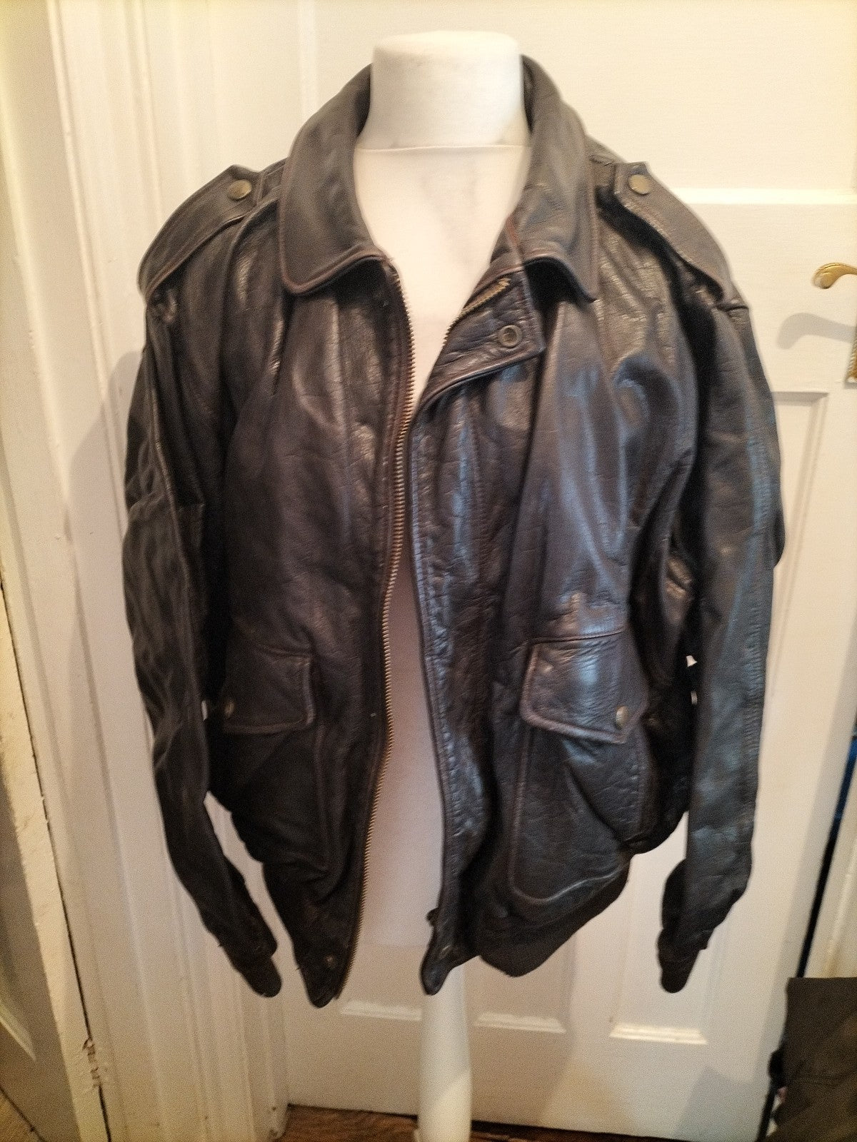 Unisex Dark Brown Faux Leather Jacket Very Heavy
