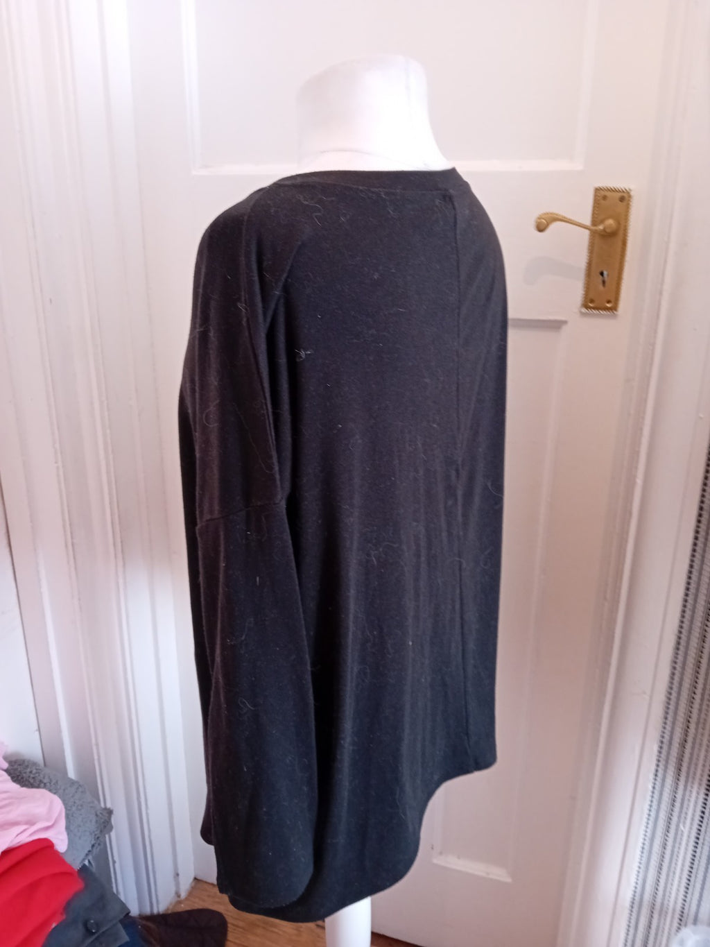 3XL Black Long Sleeved Slight V Neck Jumper