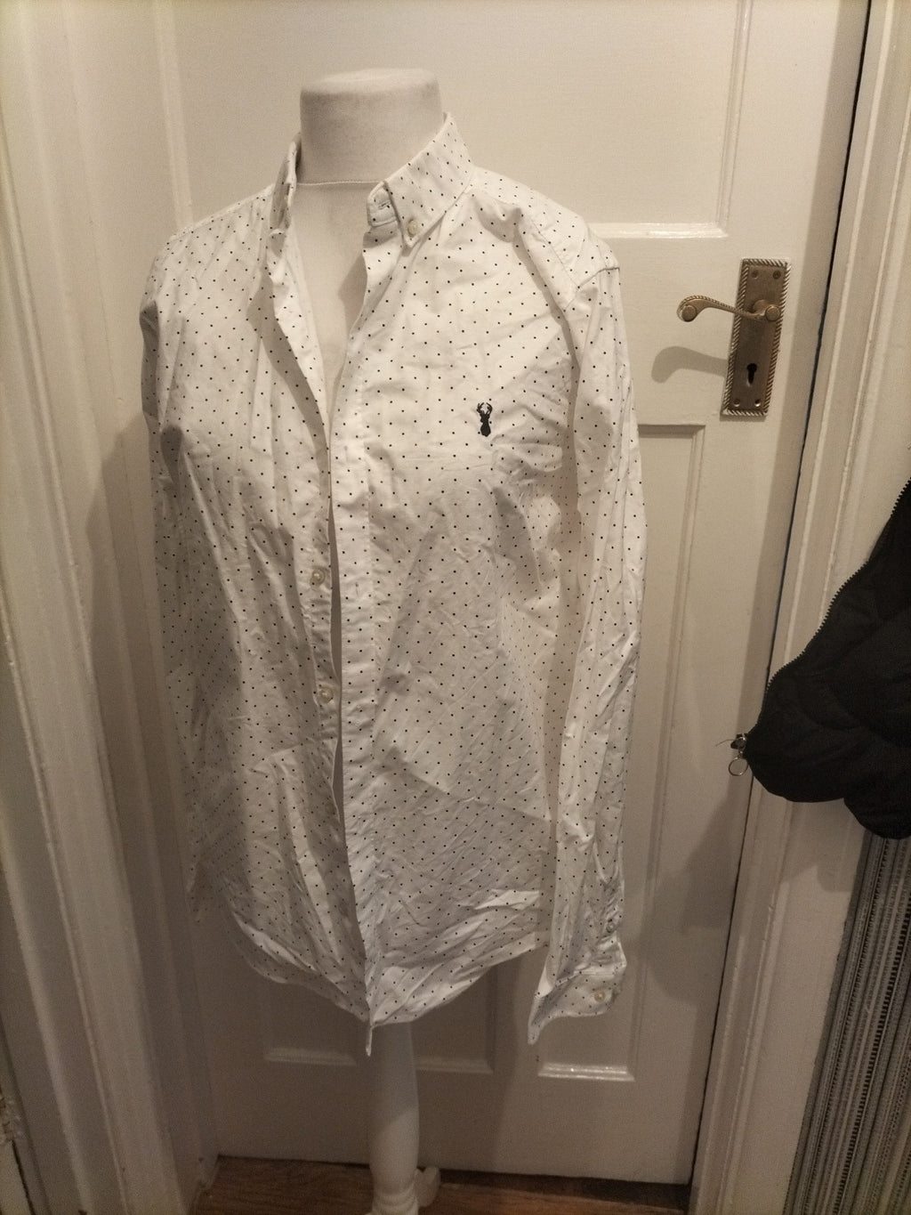 Mens Next Size Large Slim Fit Multi Square Pattern Shirt Long Sleeved