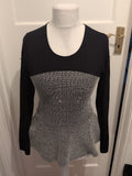 Ladies River Island Size 14 Black And Grey Long Sleeved Blouse