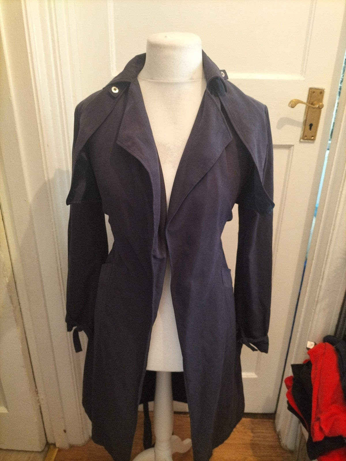 Ladies New Look Size 12 Black Long Length Jacket