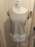 Ladies Ecru Size Small Striped Short Sleeved Tee