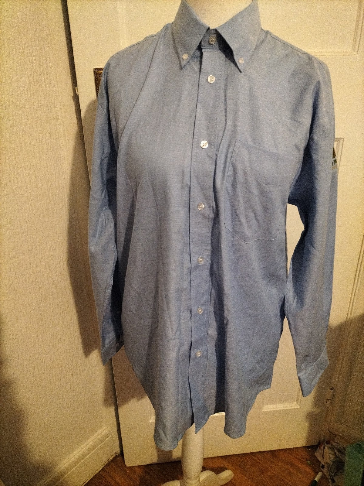 Mens Kustom Kit Size 16" Blue Classic Fit Long Sleeved Shirt