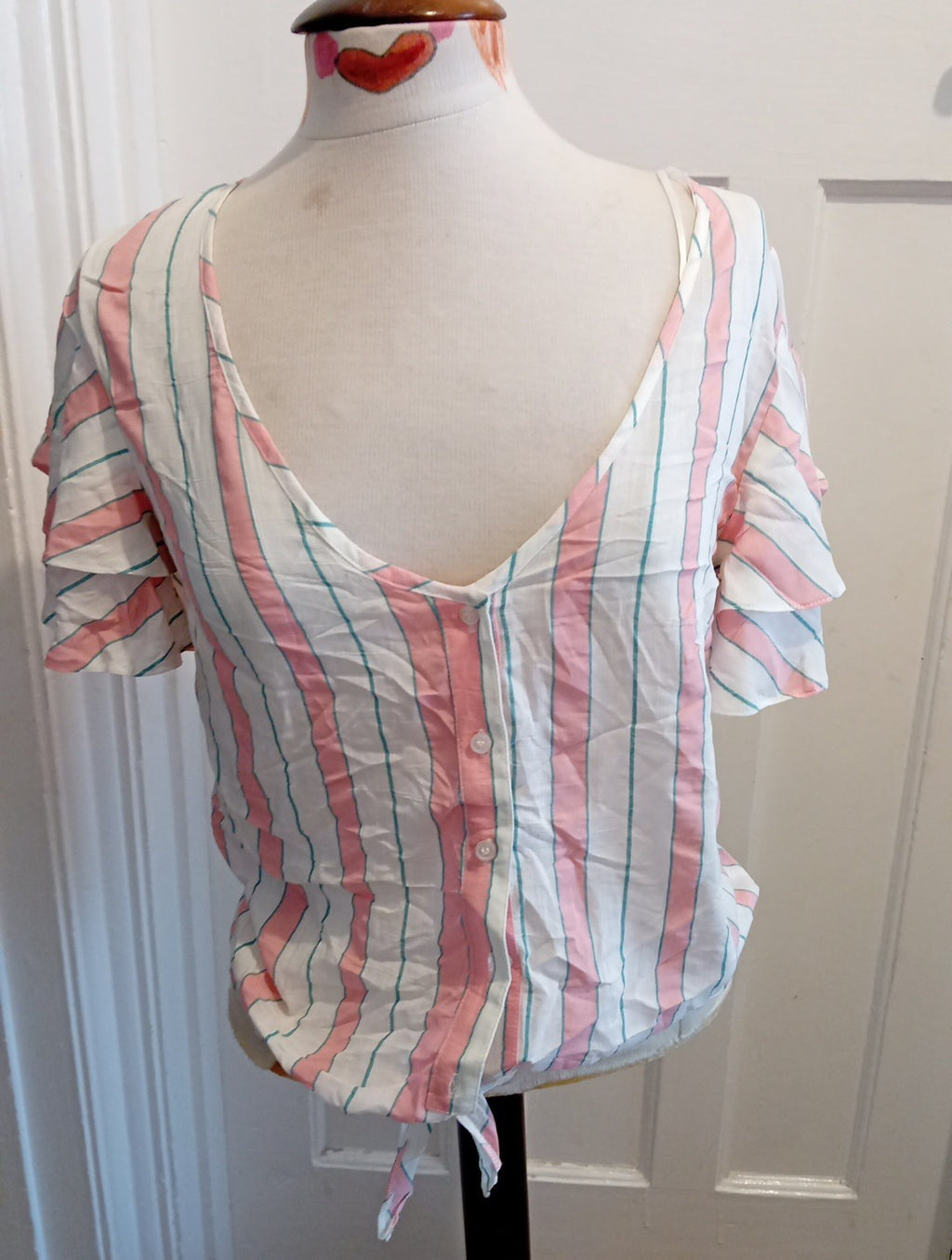 Brand New Ladies Papaya Size 8 Pink/White/Green Short Sleeved Tshirt
