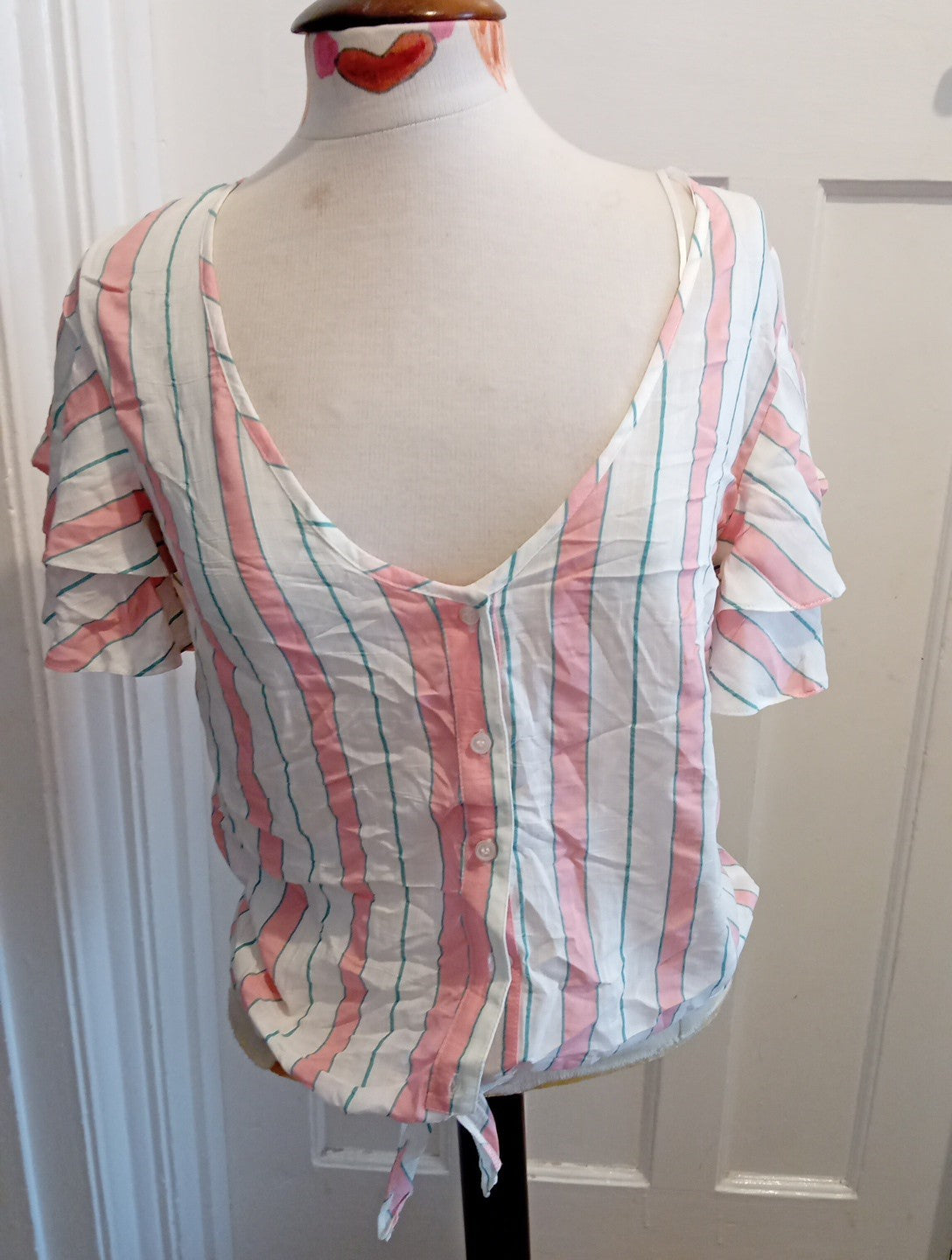 Brand New Ladies Papaya Size 8 Pink/White/Green Short Sleeved Tshirt