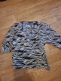 Ladies Primark Size 6 Zebra Print Mid Sleeved Blouse