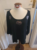 Ladies Heather Valley Size 18 Black Long Sleeved Detailed Blouse
