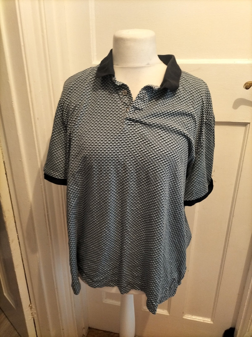 M&S 2XL Blue Mix Short Sleeve Polo Patterned