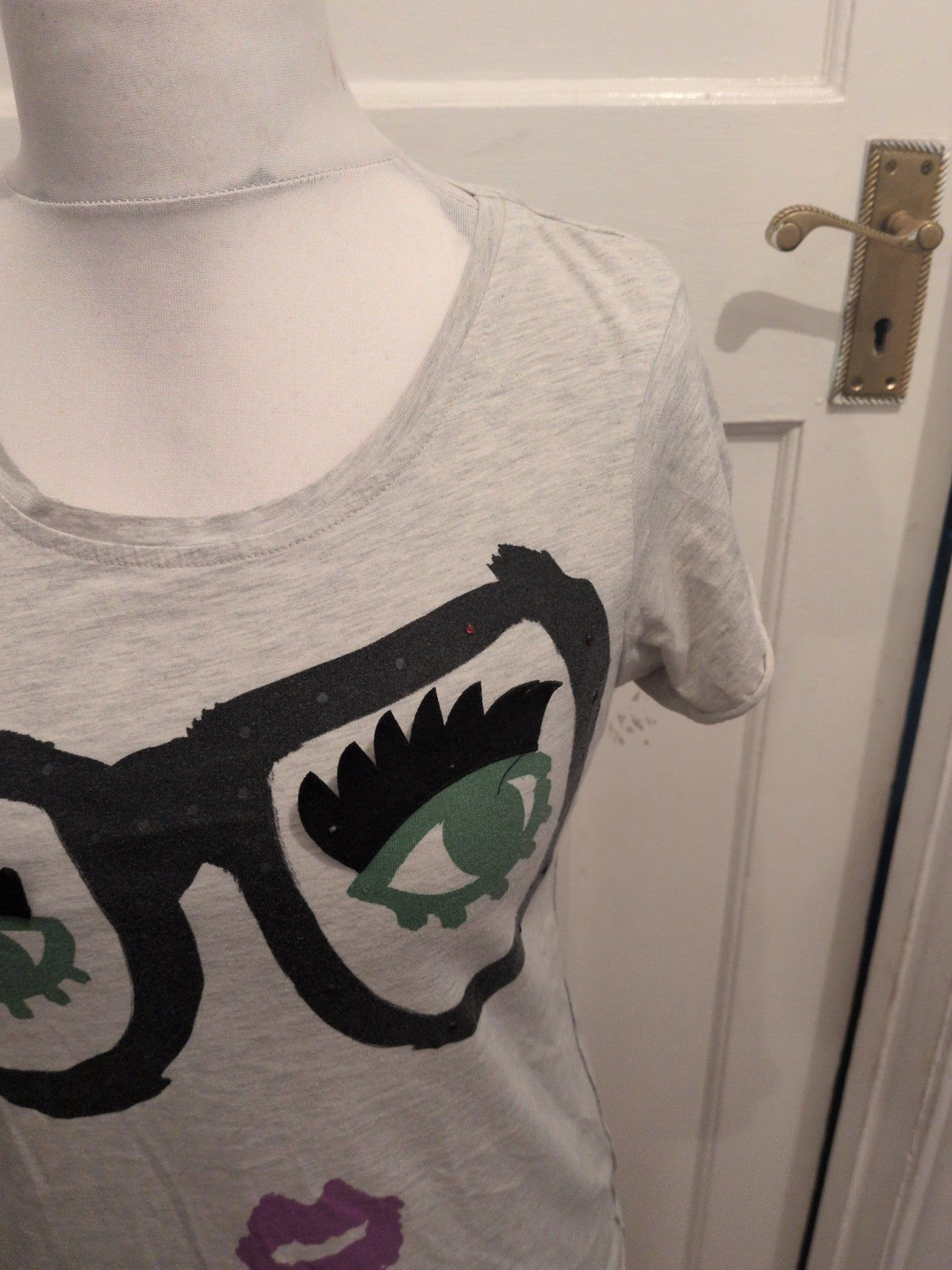 River Island 12 Face Print Short Sleeve T-shirt Stone