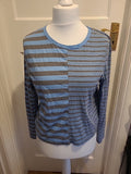 Ladies Topshop Size XL Blue And Grey Striped Tshirt(Faded)