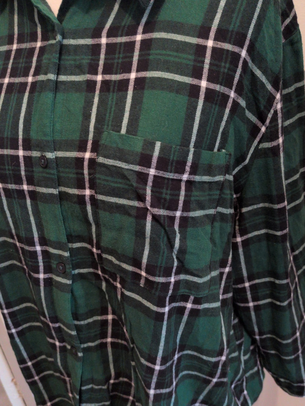 Primark XL Green Check Long Sleeve Buttoned Shirt