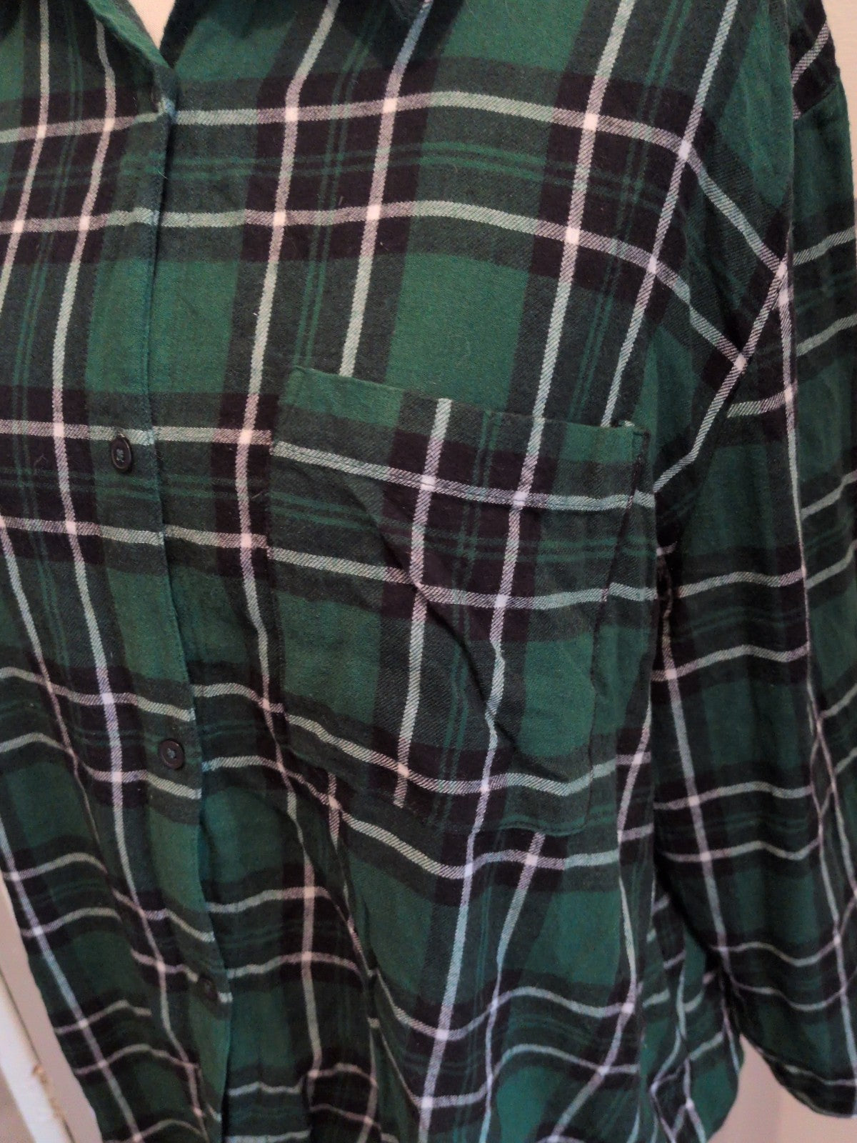 Primark XL Green Check Long Sleeve Buttoned Shirt