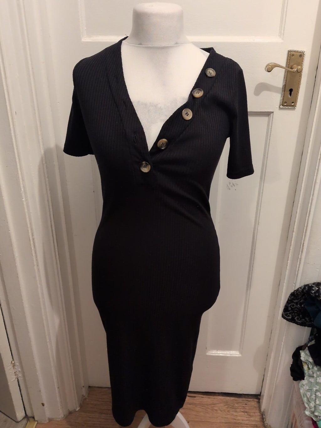 New Look Maternity 12 Black Short Sleeve Midi Dress