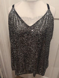 Ladies F&F Size 18 Silver Sequin Sleeveless Lined Blouse