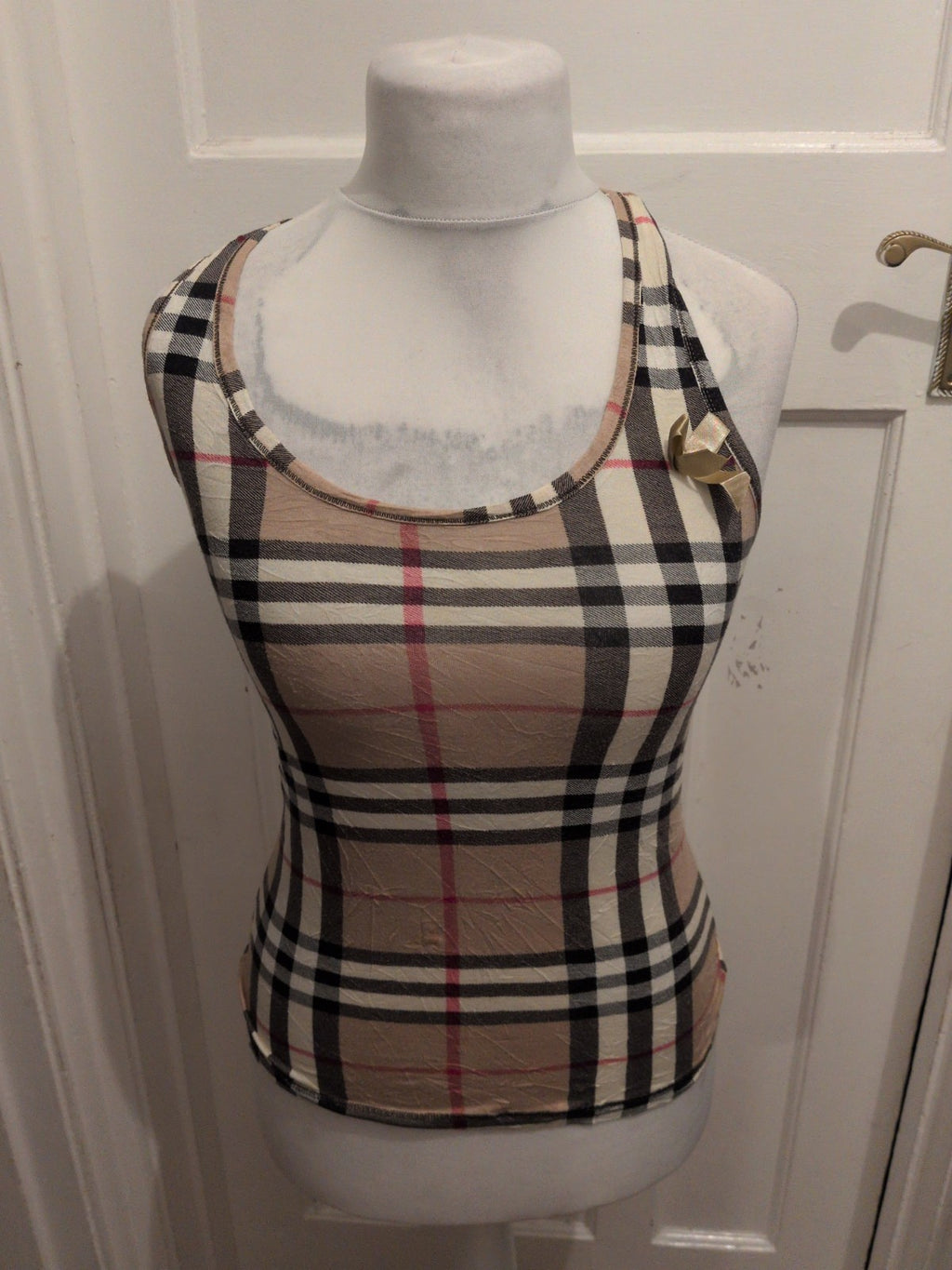 Small Multicoloured Check Sleeveless T-shirt