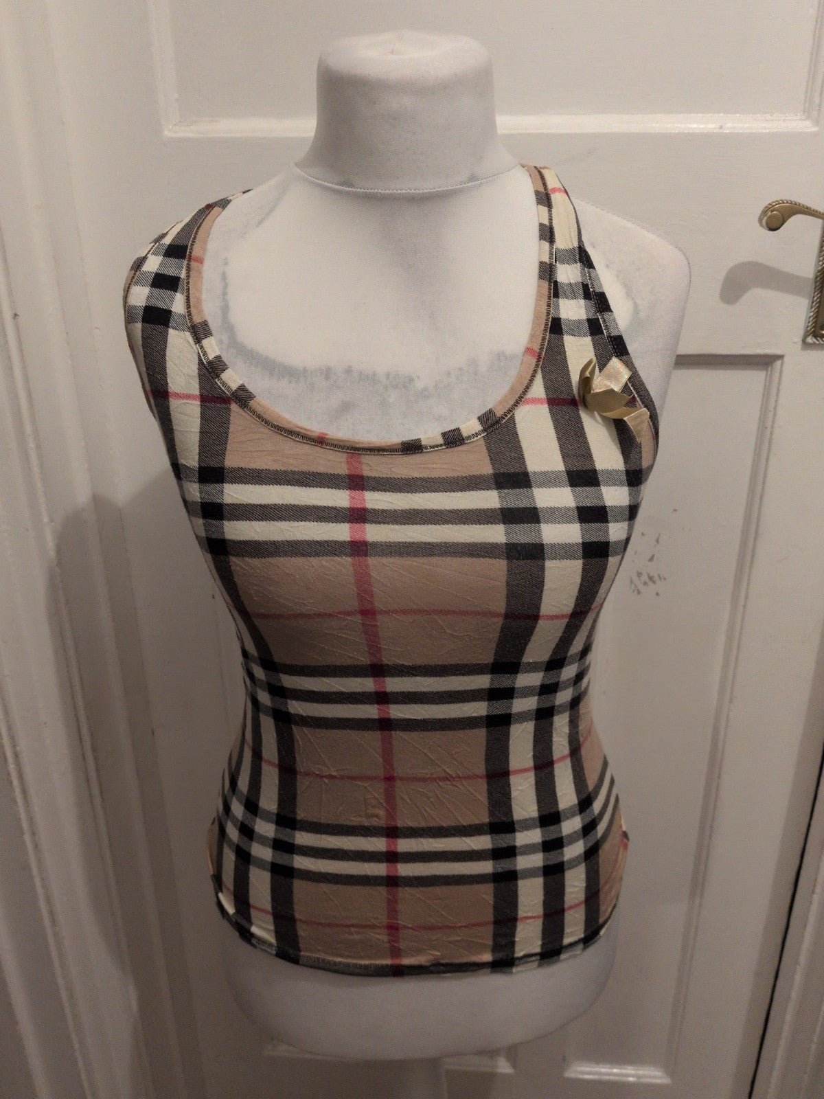 Small Multicoloured Check Sleeveless T-shirt