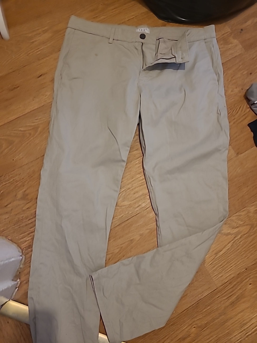 Mens Easy Slim Fit 36 Regular Beige Trousers