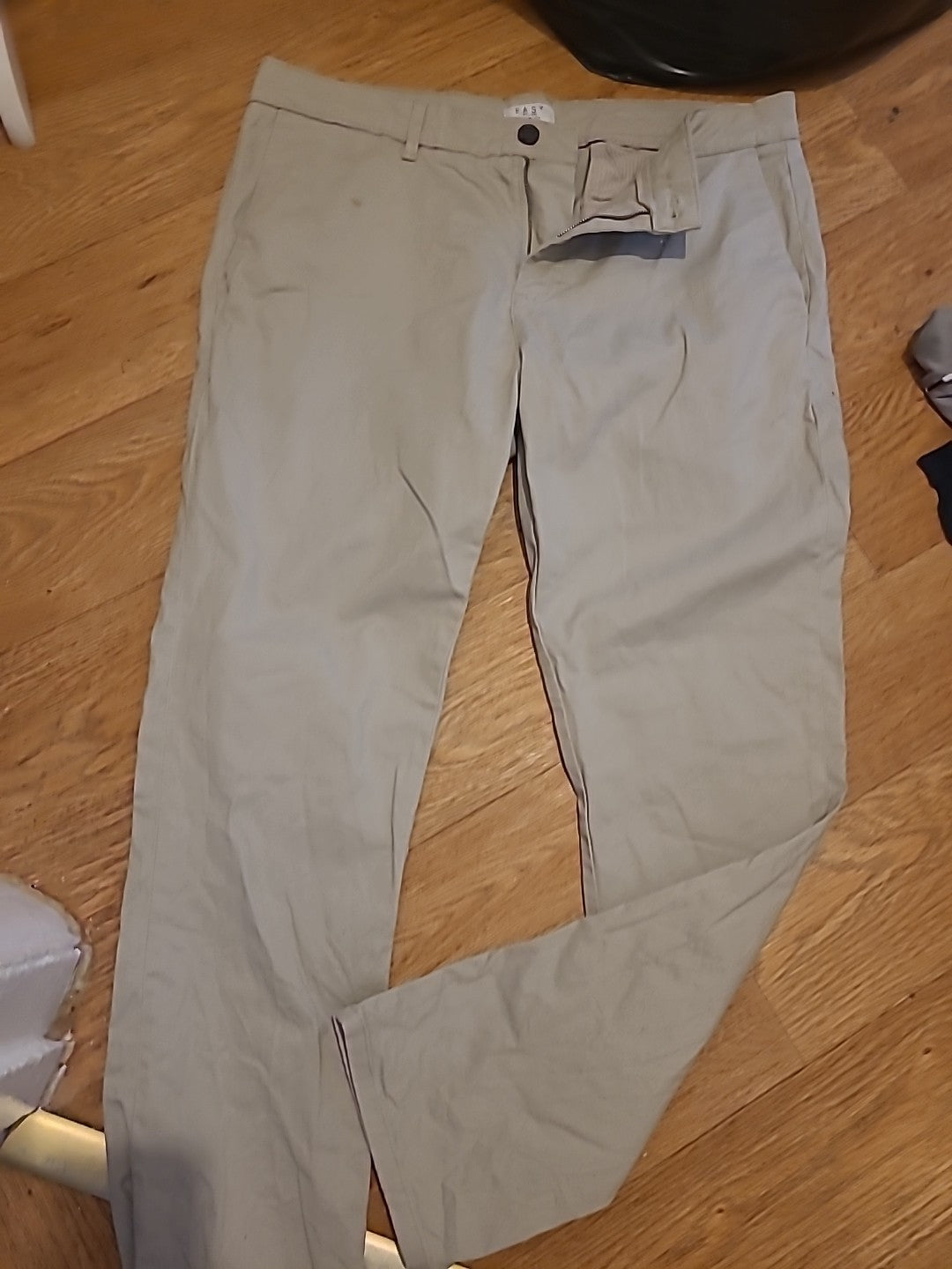 Mens Easy Slim Fit 36 Regular Beige Trousers