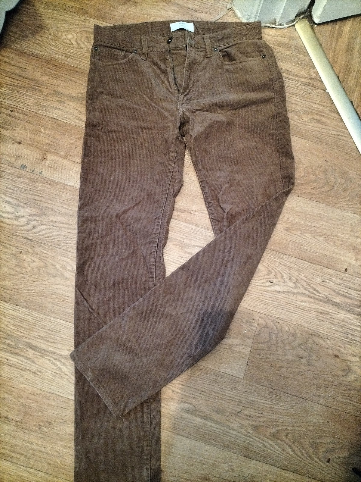 Mens M&S Size 30x33 Caramel Ribbed Trousers