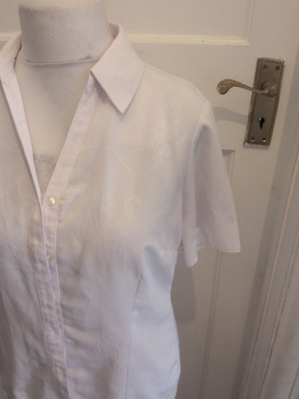 BHS 12-14 White Collared Short Sleeve Shirt