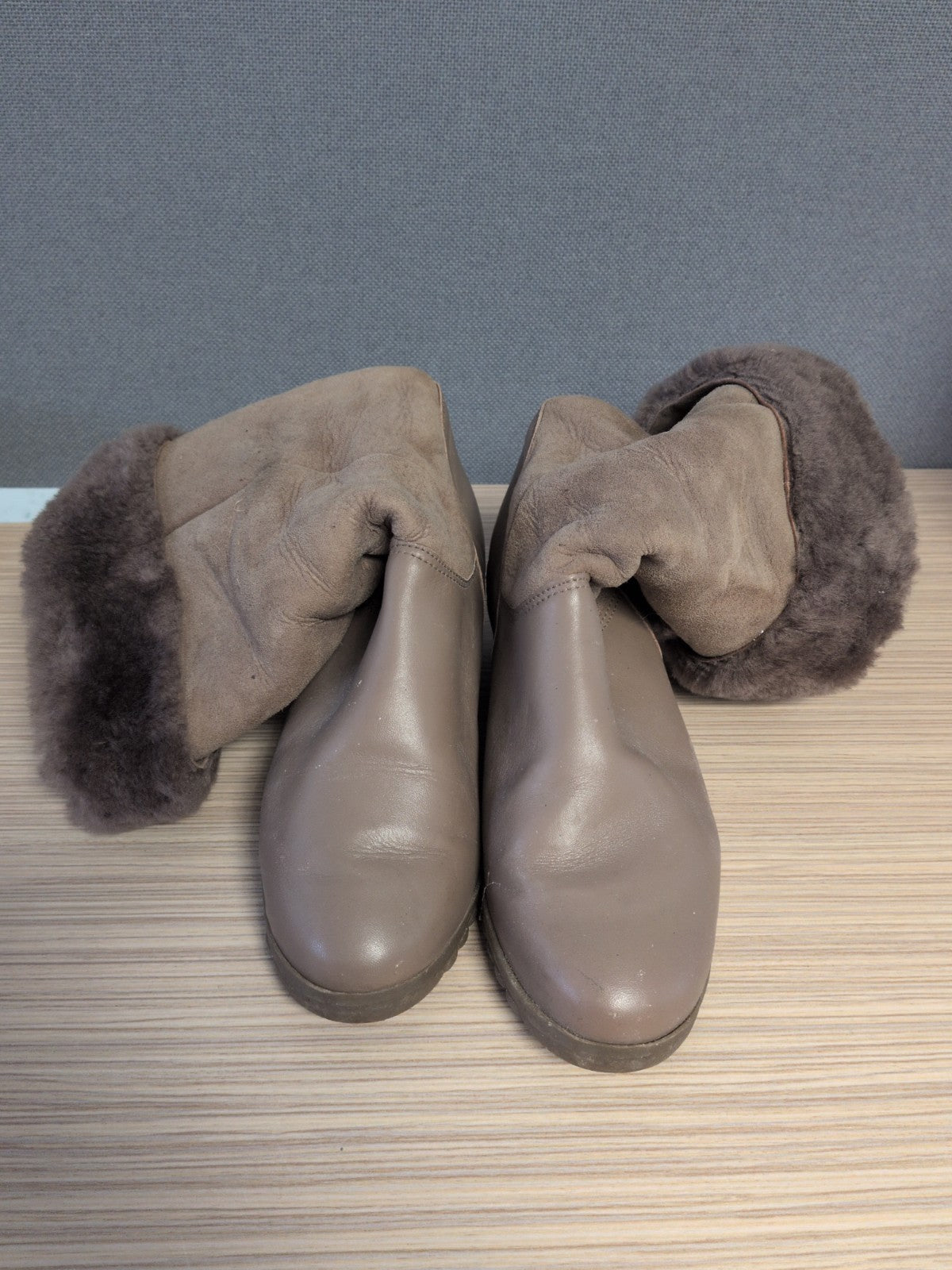Moorlands UK 5 Beige Faux Fur Ankle Boots