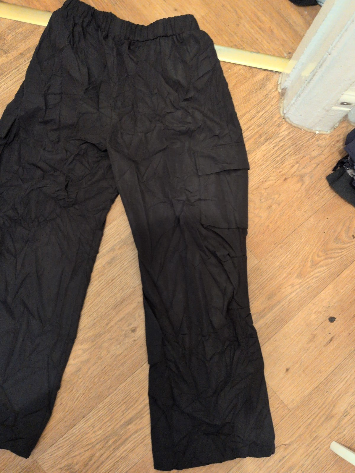 Ladies Yozy Large Black Elasticated Cargo Trousers