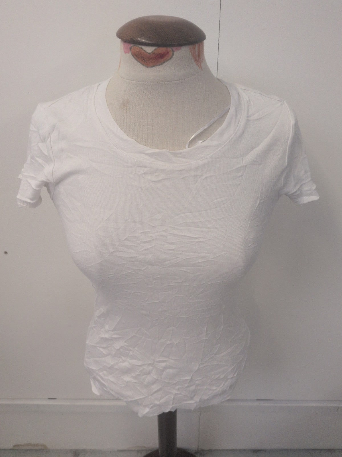 Ladies Tu Size 8 White Short Sleeve T-shirt Plain