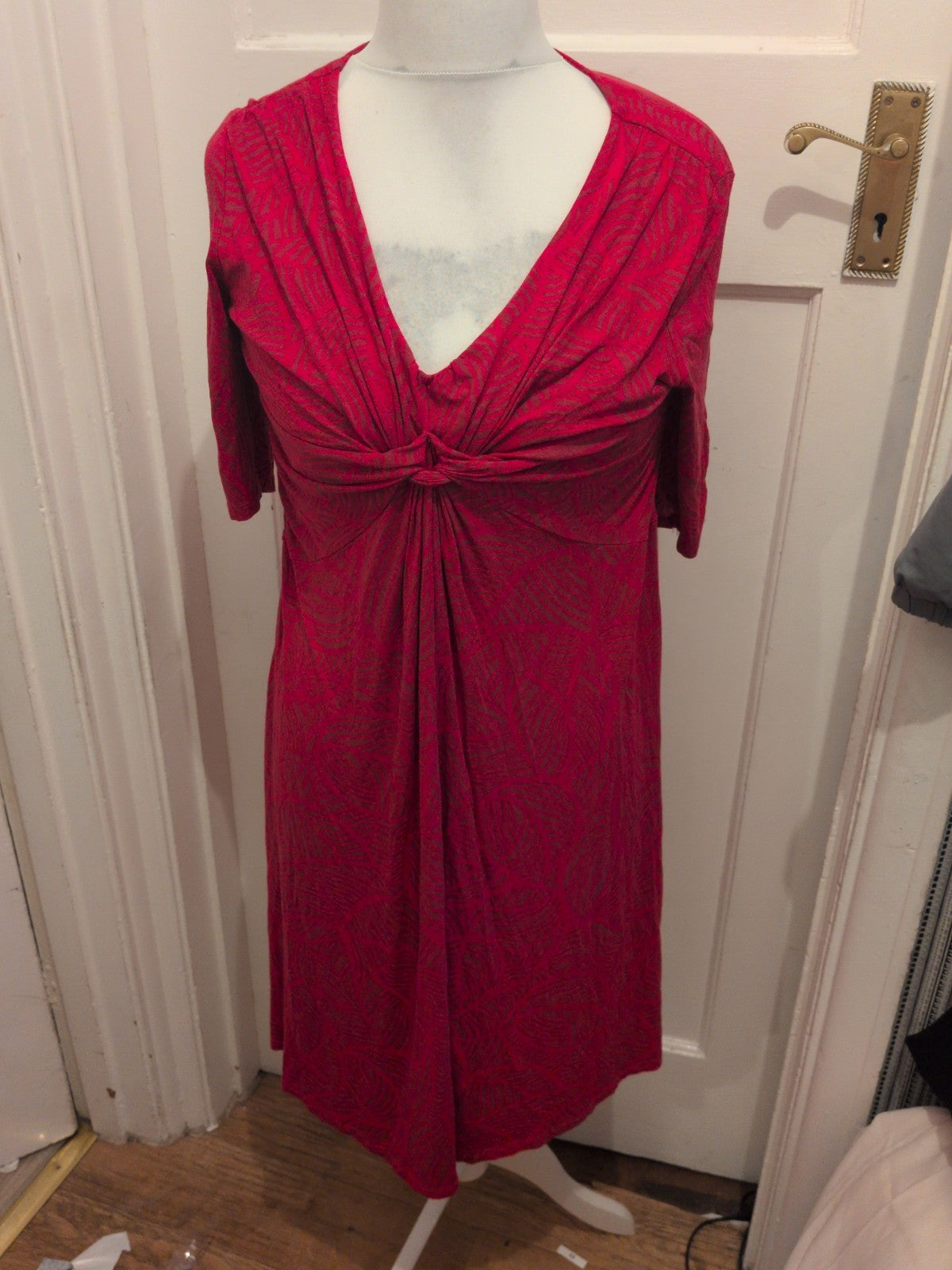 Per Una 16 Fuchsia Patterned Short Sleeve Dress