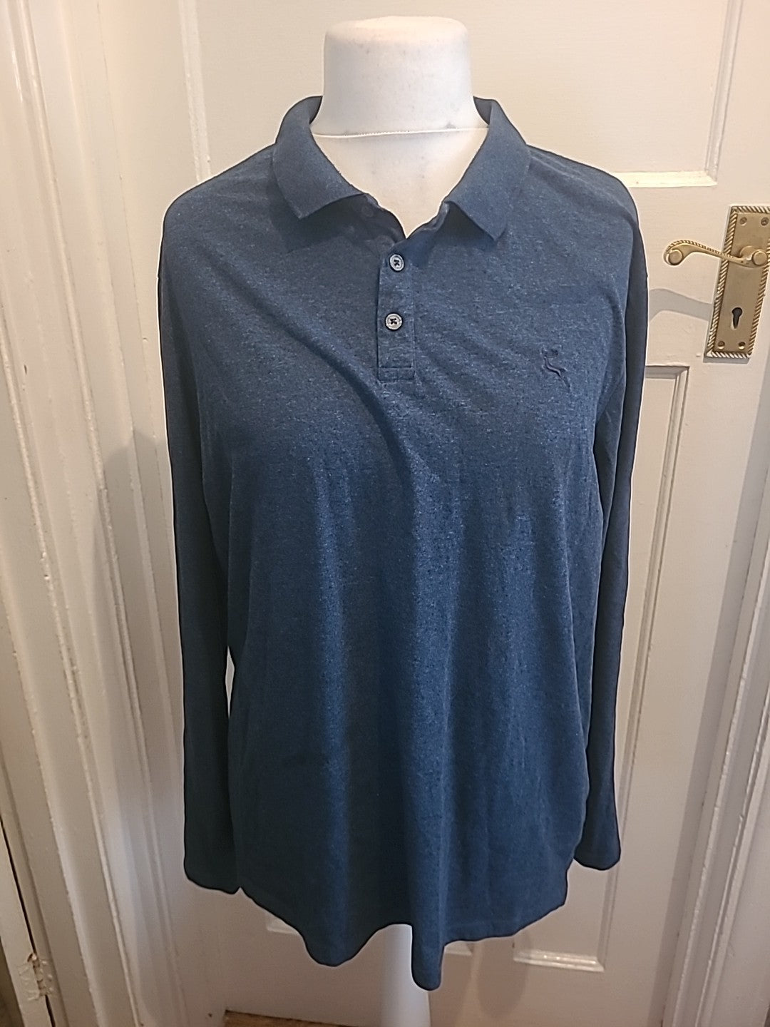 Mens F&F Size XL Navy Long Sleeved Polo