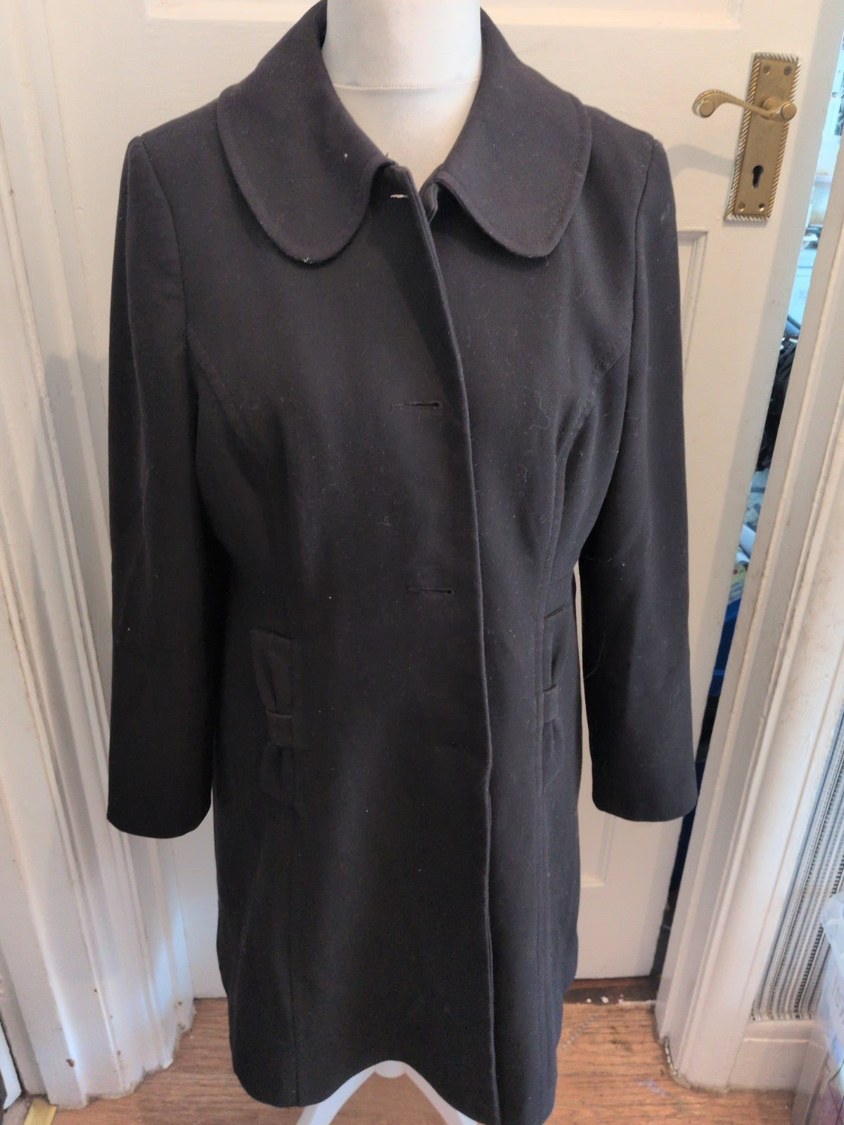 Ladies Wallis 18 Black Long Length Lined Padded Jacket