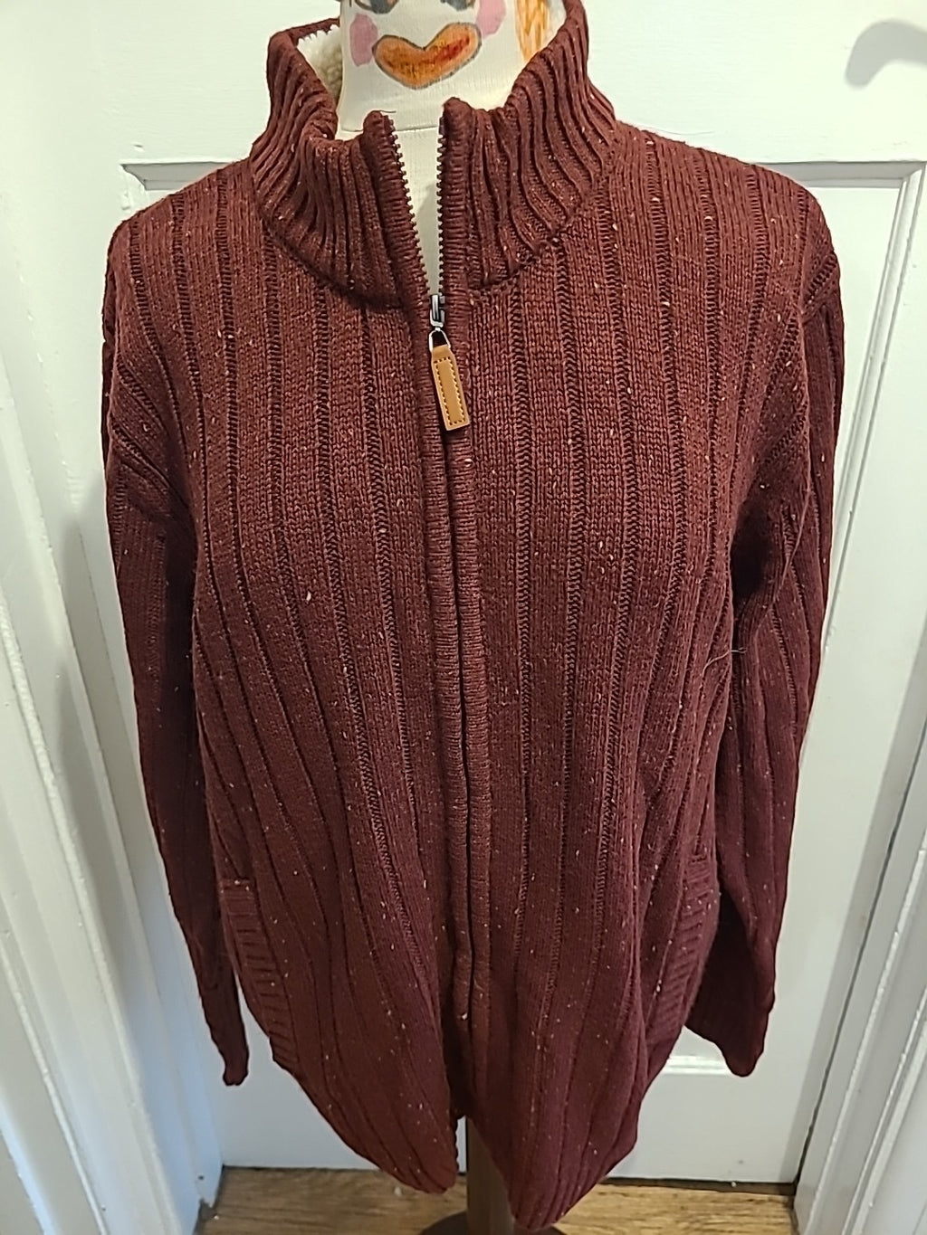 Mens Cotton Traders Purple Zip Through Jumper