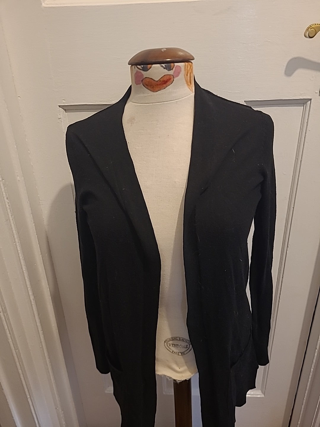 Ladies F&F Size 8 Black Long Sleeved Cardigan