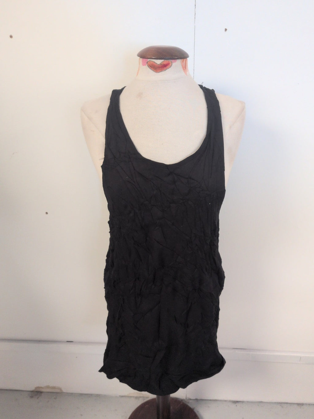Mens New Look Size Small Black Sleeveless Tank Vest T-shirt