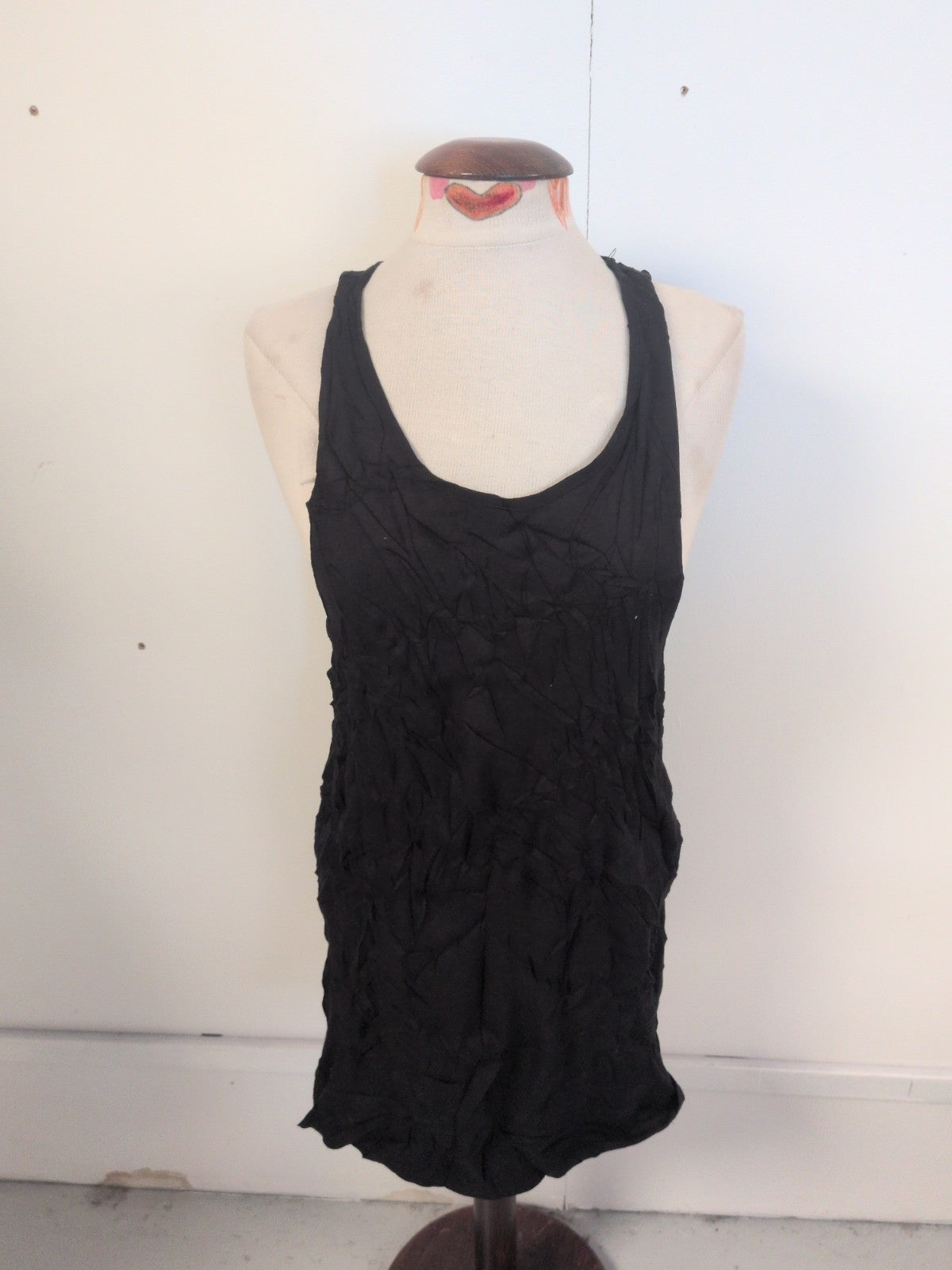 Mens New Look Size Small Black Sleeveless Tank Vest T-shirt