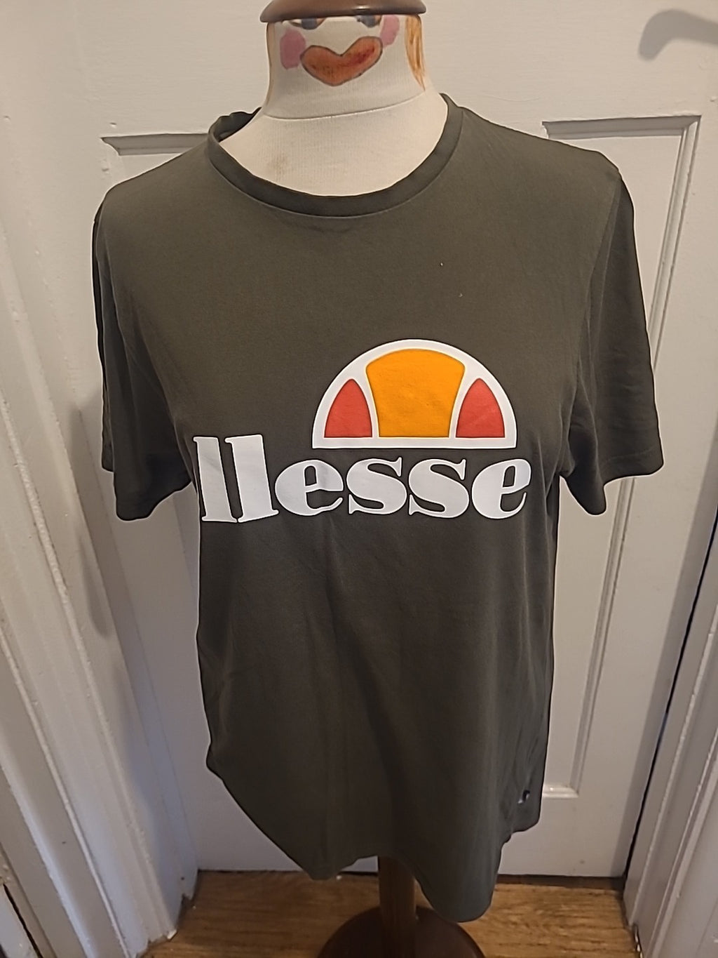 Mens Ellesse Size Large Green Print Short Sleeved Tshirt