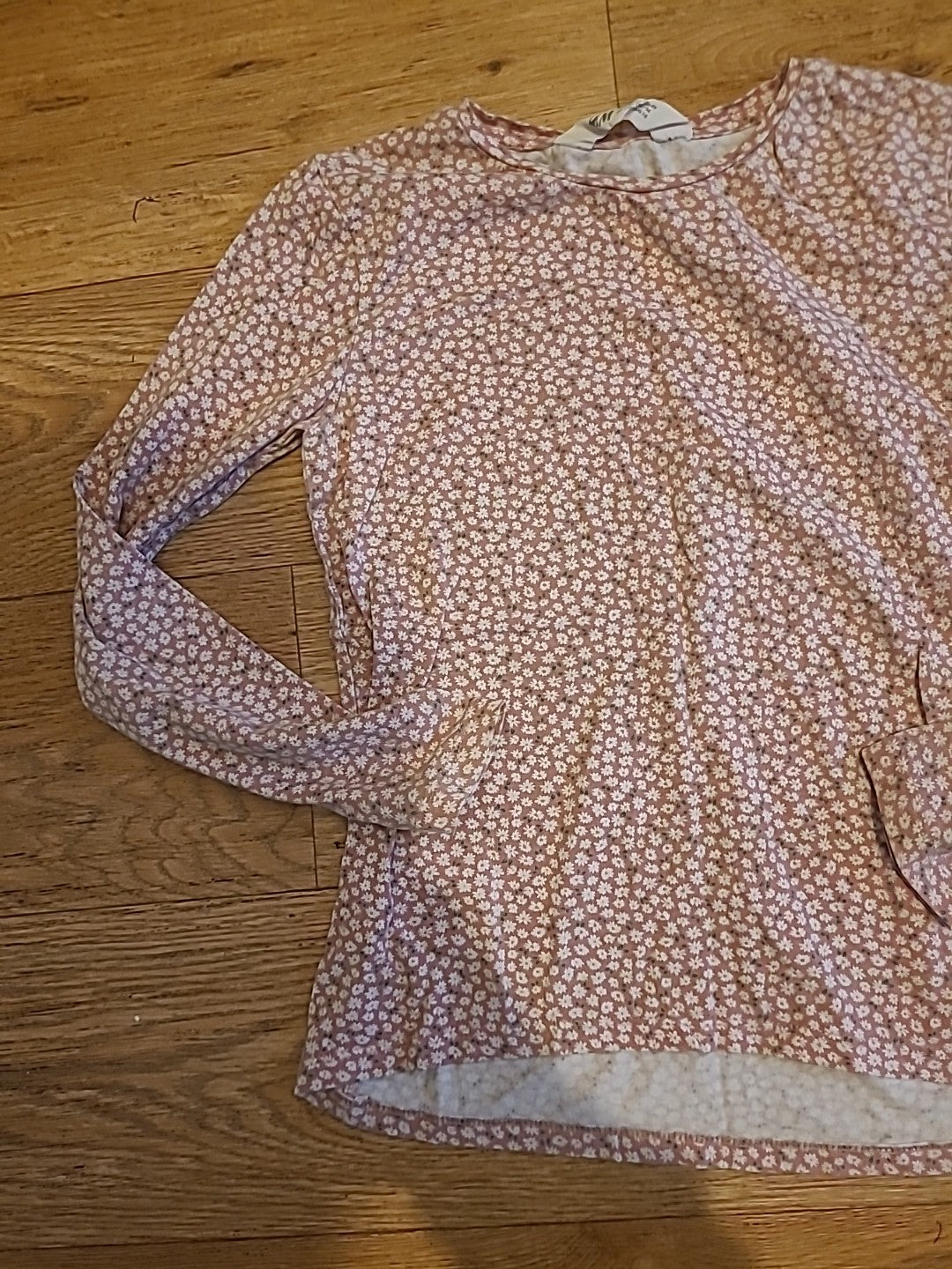 Girls H&M Size 122/128 Pink Floral Long Sleeve Top